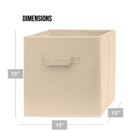 Pomatree 13x13x13 Inch Storage Cubes - 6 Pack - Large Storage Bins | Dual Handles | Foldable Cube Baskets for Home, Kids Room, Closet and Toys Organization | Fabric Cube Bin (Beige - 6 pack)