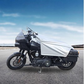 GARGOYLE BELLS Motorcycle Cover Bike Cover All Season Seat Shade Cover Lightweight Half Cover Outdoor Waterproof Sun Outdoor Protection Durable Fits Various Motorcycle Models - Silver, L