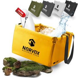 NORVOX Outdoor Folding Bowl - 15 L - Yellow Foldable Bowl - Universal as a Camping Washing Up Bowl, Washing Bowl, Washing Up Bowl or as a Foldable Bucket
