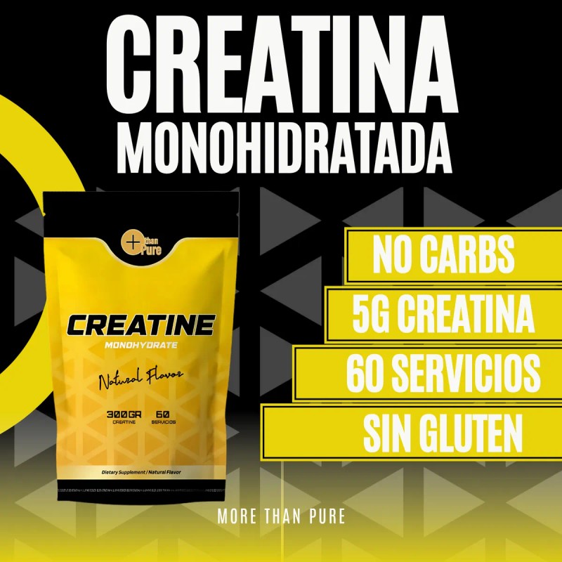 Creatina Monohidratada 300g 60 Servicios 0 Carbs 0 Azúcar