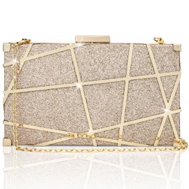 Farcauo Handbag Women's Evening Bag Golden Women's Clutch Bag Small Shoulder Bag Women's Handbag Bridal Bag, champagne clutch wallet