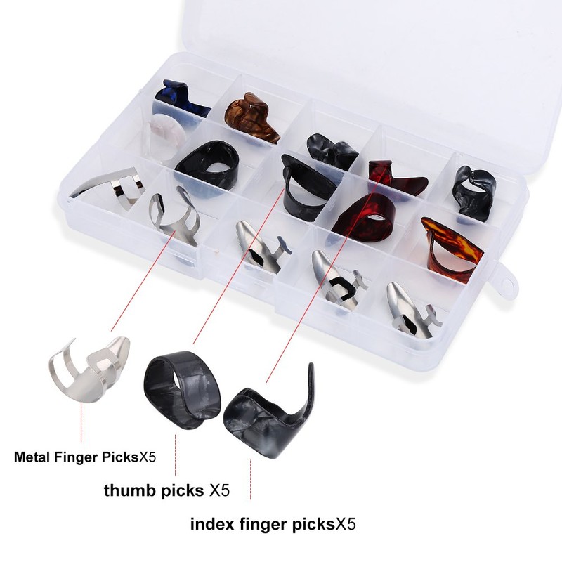 Protector De Dedo Para Tocar,Thumbpicks Finger Pick,15Pcs Dedo Pulgar De