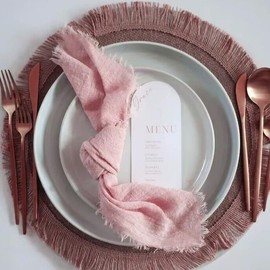Durdiiy Pack of 6 Pink Cloth Napkins Table Napkin 42 * 42 CM Reusable Napkins for Home Hotel Dinning Wedding Banquet Party Events
