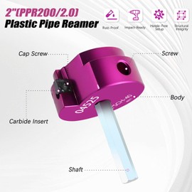 PVC Pipe Reamer Kit 1 PCS 2"(PPR200) for SCH 40 CPVC & ABS Plastic Fittings – Fits 1/2" Drills with 3/8" Hex Shaft – Ideal for Exhaust, Drain & Water Pipe Cleaning, Durable & Heavyduty
