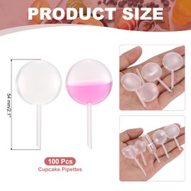 PATIKIL Cupcakes Pipettes, 100 Pcs 4ml Disposable Plastic Dessert Pipettes Strawberry Pipettes Squeeze Transfer Pipettes Droppers for Cupcakes Mini Cakes Desserts, Clear, Round Shape