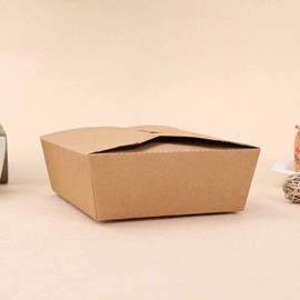 50 Pcs Kraft Paper Disposable Carry Containers 2000ML Takeaway Box Biodegradable Hot and Cold Take Out Food Container Leak Proof Design for Lunch, Party Leftovers, and Gift Boxes
