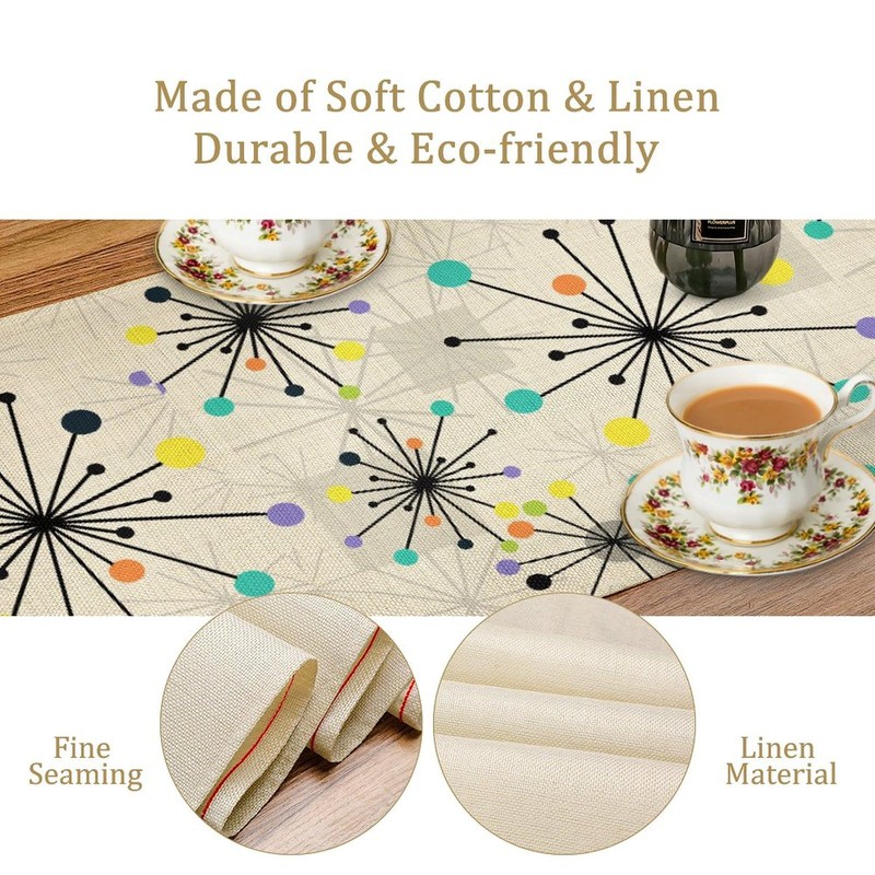 Mid Century Geometric Table Runner,Table Runners for Kitchen Dining Modern