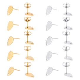 UNICRAFTALE 40 Pieces 5 Styles 2 Colours Teardrop DIY Stud Earrings Stainless Steel Stud Earrings Accessories Textured Teardrop Earring Components Stud Earrings and Backs for Making Stud Earrings