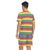 BRIVOKA Men's Rainbow Stripe Short Sleeve Pajama Set Rainbow PJ