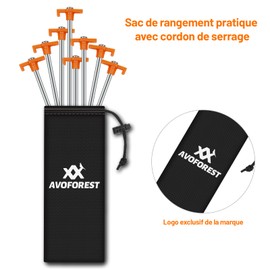 Tent Pegs, AVOFOREST Pegs, Sturdy, Camping Tent Accessories, Long and Robust Pegs, Ideal for Normal and Hard Floor, 18 cm (Orange, 20 Pieces)