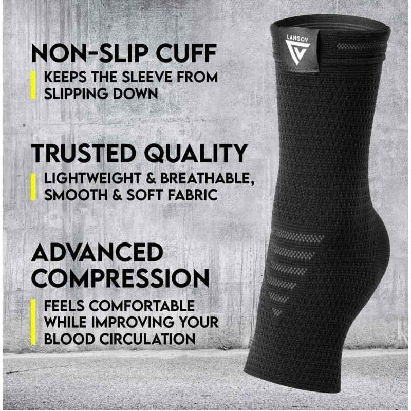 Langov Ankle Brace Compression Sleeve Ankle Unisex Compressor Brace Pair