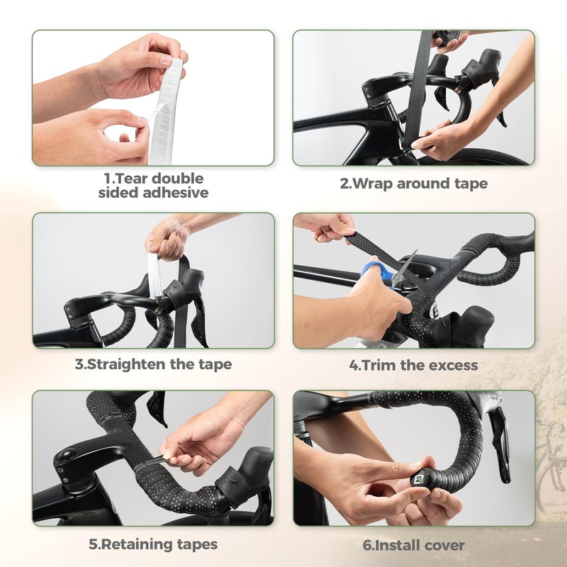 ROCKBROS Bike Handlebar Tape, 2 Rolls Bar Tape with End