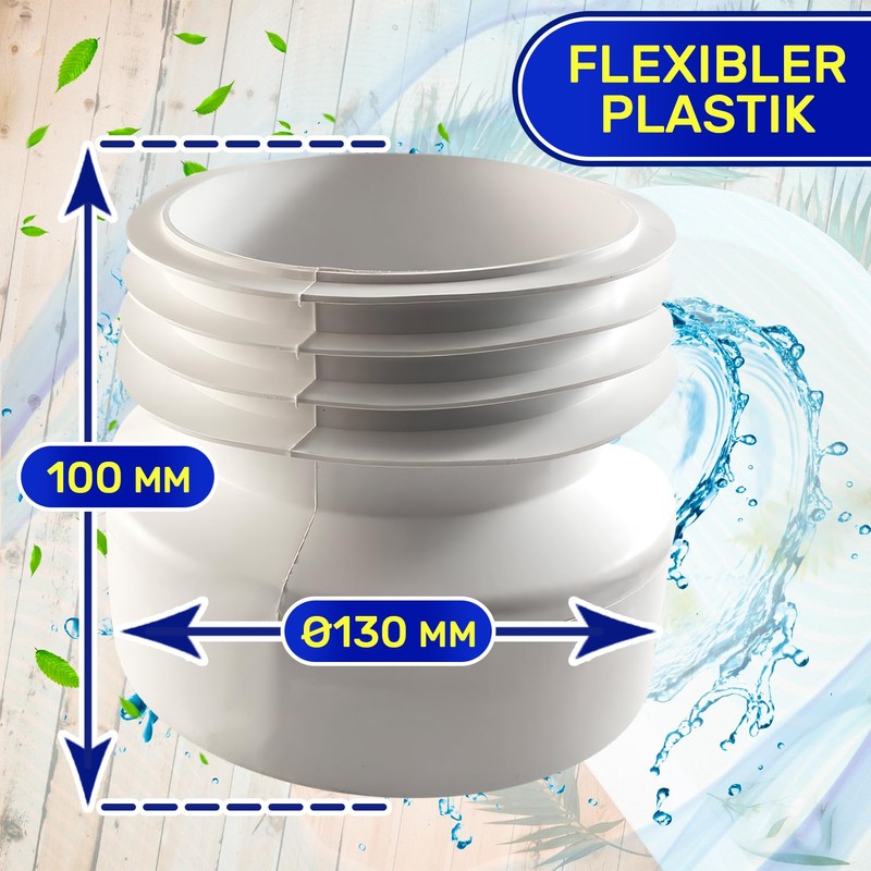 Flexible Plastic Toilet Sleeve Diameter 130 mm Height 100 mm