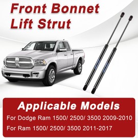 EKALA 6659 Front Hood Struts for 2009-2010 Dodge Ram 1500/2500/3500, for 2011-2017 Ram 1500/2500/3500 Accessories Car Front Hood Lift Support Struts Replaces for SG314070, 55372572AB