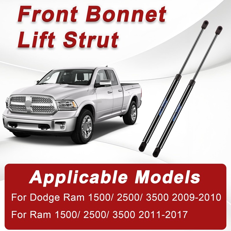 EKALA 6659 Front Hood Struts for 2009-2010 Dodge Ram 1500/2500/3500,