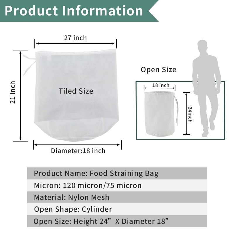 Kitchen Food Straining Bag Jelly Strainer Nylon 120Micron Home Wine