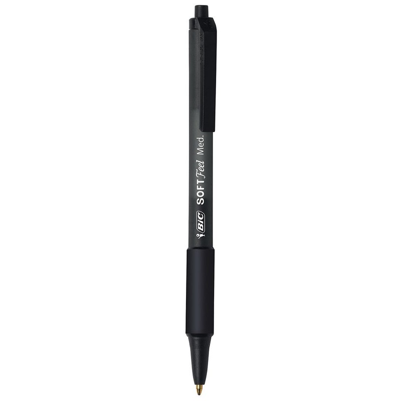 BIC Soft Feel Black Retractable Ballpoint Pens, Medium Point (1.0mm),