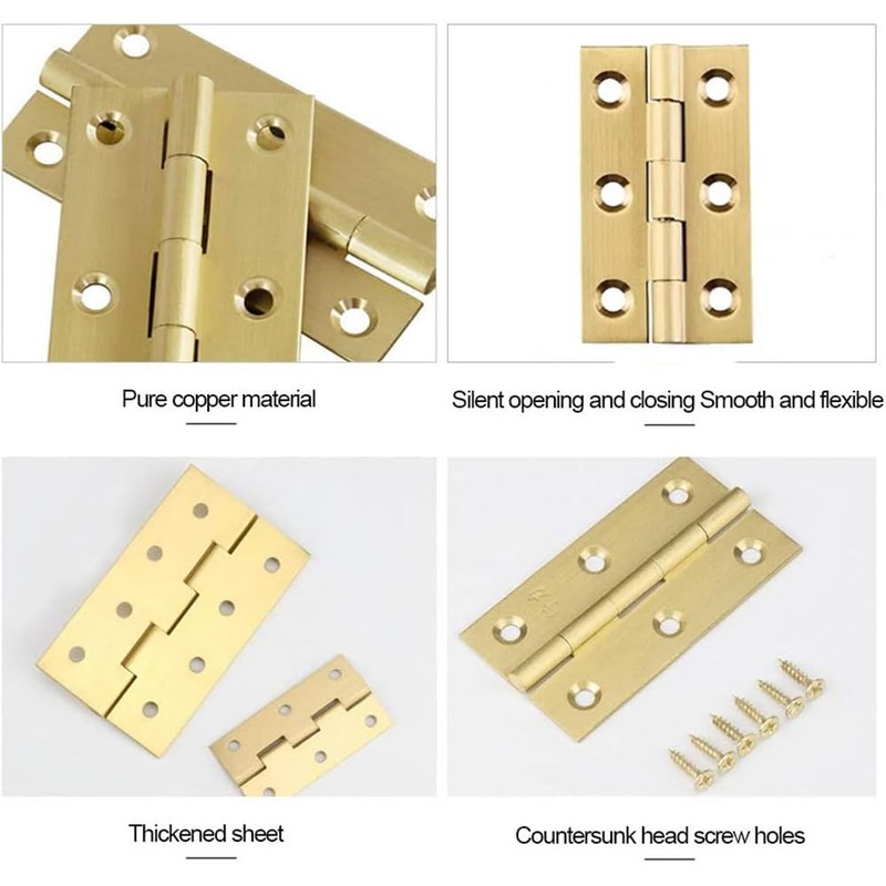 4 Pcs,Solid Brass Butt Hinge,High-end Brass Hinges Door Hinges,Folding Butt