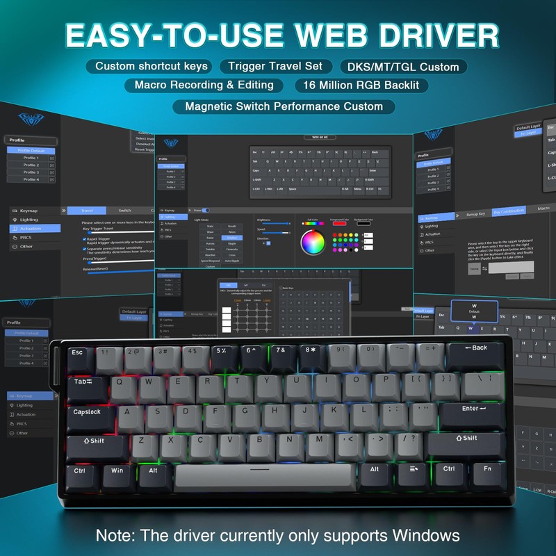AULA WIN60 HE PRO 60% Mechanical Gaming Keyboard Wired, Magnetic