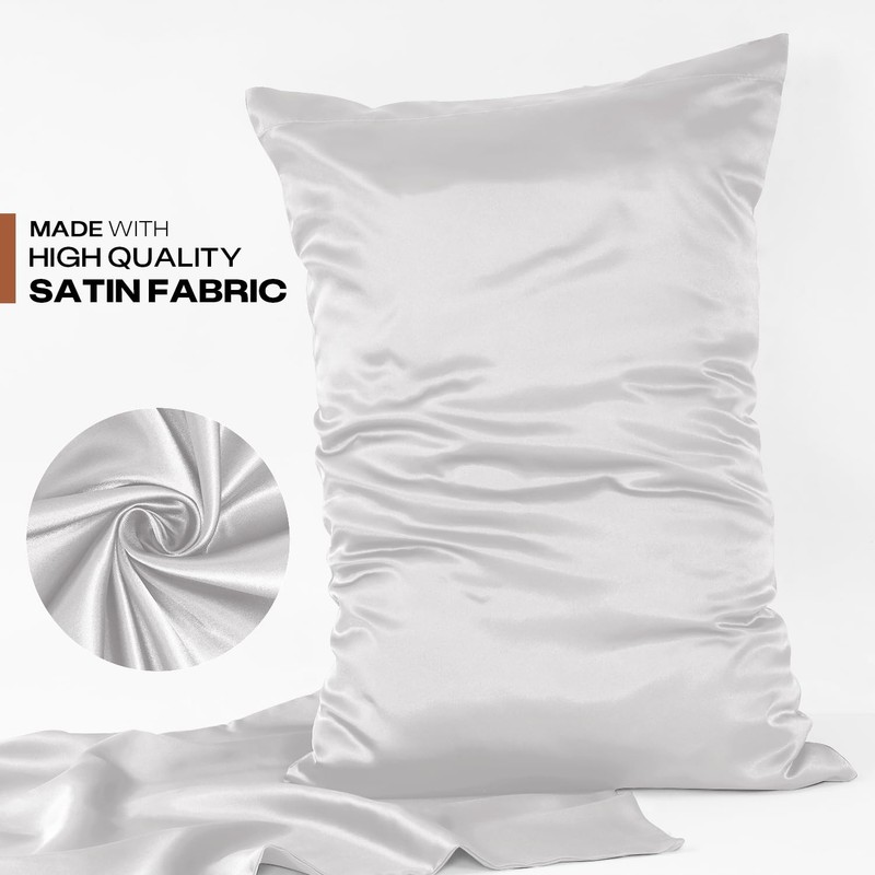 Moonlight Bedding White Pillowcases 2 Pack- Luxury Satin Silk Pillowcases