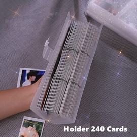 Kpop Photocard Holder Book,Photocard Sleeves,Photocard Binder,Business Card Book Holder, Card Protectors Sleeve Pages,Transparent, Portable, 240-Cards,(for 3.42in × 2.24in Photocard)