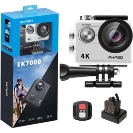 AKASO EK7000 4K30FPS 20MP Action Camera Ultra HD Underwater Camera 170 Degree Wide Angle 98FT Waterproof Camera Support External Microphone Silver