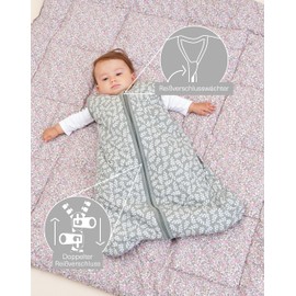 molis&co - Baby Sleeping Bag Sleeveless - Ideal for Winter - Baby Sleeping Bag tog 2.5 Sleeveless - 100% Cotton (Oeko-Tex 100), Premium Quality - Green Garden (85 cm, 6-18 Months)