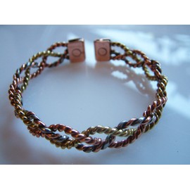 16M Magnetic Copper/Brass/Aluminium Bracelet Delicately Handcrafted & Superbly Finished in the UK With FREE Satin Brocade Jewellery Pouch