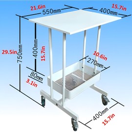 Banfluxion 2-Layer Medical Rolling Cart Mobile Trolley Cart with 4 Universal casters (2 casters with Brakes) Rolling Desktop Lab Cart with Storage Box Stainless Steel Dental Cart