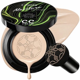 CC Cushion Foundation Makeup with SPF 50+, Full Coverage Color Corrector for Mature Skin, Moisturizing Concealer, Weightless Skin Fit Satin Glow Finish, Tattoo Cover Up, All Skin Types (Natural)