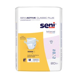Seni Active Classic Plus Disposable Underwear Pull On with Tear Away Seams Medium, S-ME20-AC2, Moderate, 20 Ct