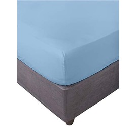 Miracle Home. Fitted Sheet 100% Brushed Microfibre Elastic Fitted Sheet with Anti Peeling Effect 135 x 200 cm Bed 135 cm Sky Blue