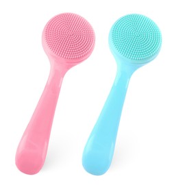 2Pack Silicone Face Brush Manual Face Scrub Brush Soft Facial Brushes Waterproof Exfoliating Face Brush Skin Friendly Face Cleaner Brush for Women and Men Blackheads Makeup Residues Removal
