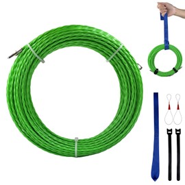 LUMITERRA Cable Pulling Aid 30 m with 3 Guide Springs and 4 mm Retractable Tape, Retractable Spiral Retractable Wire, Cable Retraction Aids, Ideal Retractable Tape for Cable Laying Empty Pipes, Green