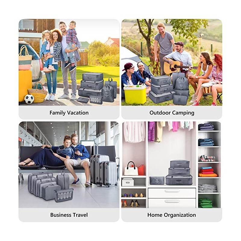 Packing Cubes, 9 Set Packing Cubes with Shoe Bag &