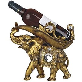 ICE Armor Lucky Wealth Thai Elephant Wine Rack Bottle Holder, Wine Rest Figurine Statue, Feng Shui Home Decor on Tabletops and Counters, Wine Lovers Anniversary Housewarming Unique Gifts for Her