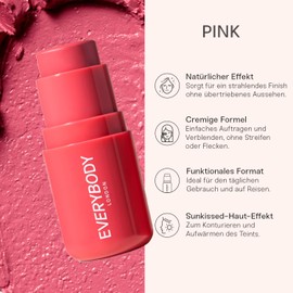 EVERYBODY LONDON Creme Rouge Stick, Radiant Fresh, Long-Lasting, Blush Stick for a Naturally Fresh Colour, Suitable for All Beauty Types, 4.8 g, Pink