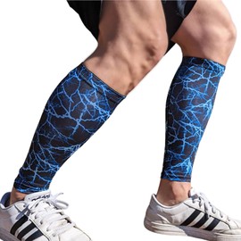 [eggpass] ふくらはぎ サポーター 段階 着圧 【現役整体師推奨】 カーフスリーブ 吸汗速乾 両足 2枚組（1足） 全5色 (XL, イナズマブルー)