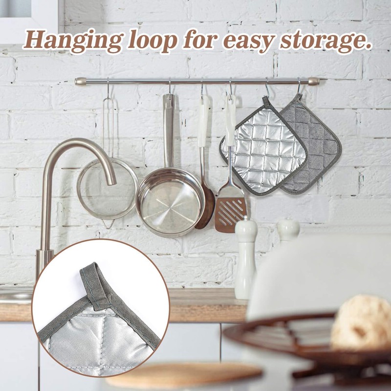 Cotton Pot Holders for Kitchen - MAQIHAN 4 pcs Square