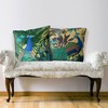 Kelly Stevens-McLaughlan, Peacock on Branch on Gold Cushion / Pillow