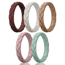 Egnaro Leaves Silicone Engagement Rings For Her, Womens Breathable Rubber Wedding Bands, Thin Bridal Jewelry Set For Gym Workout