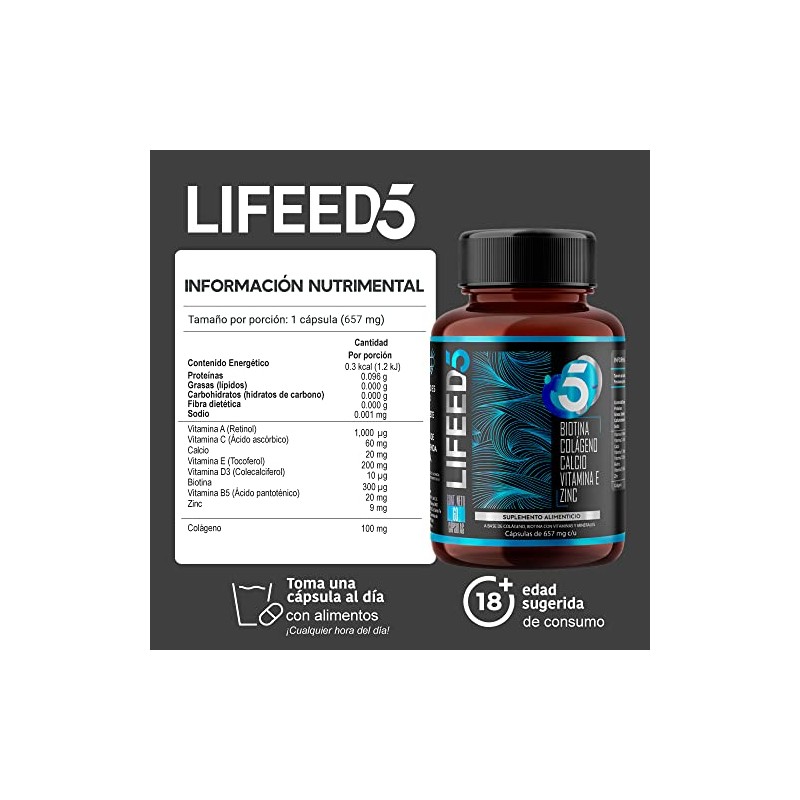 LIFEED5 Vitaminas para el Cabello Hombre | 60 cápsulas |