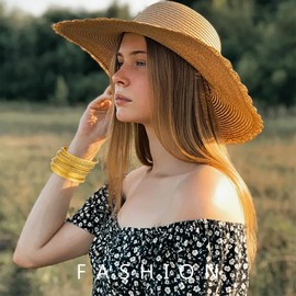 FUNOJOY Gold Bangles Bracelets for Women,14K Gold Plated Boho Multi Stackable Bracelets Gold Bangles For Women Indian Jewelry Gifts