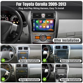 Leadfan Carplay for Toyota Corolla 2009-2013 Car Radio Wireless CarPlay Android Auto Audio Receiver, 9 inch Touch Screen Android Head Units Bluetooth WiFi GPS FM SWC with Backup Camera