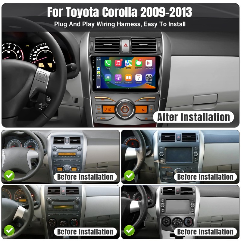 Leadfan Carplay for Toyota Corolla 2009-2013 Car Radio Wireless CarPlay