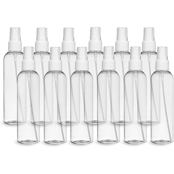 ljdeals 4 oz Clear Plastic Spray Bottle, Fine Mist Sprayer Bottles for Essential Oils, Perfumes, Travel,12 pack, Made in USA