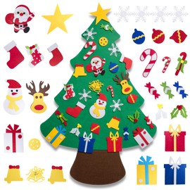 SOHAO 3.9Ft DIY Felt Christmas Tree, Christmas Door Wall Decorations, Party Decorations, Toddler Kids New Year Xmas Gifts, Detachable 30pcs Ornaments
