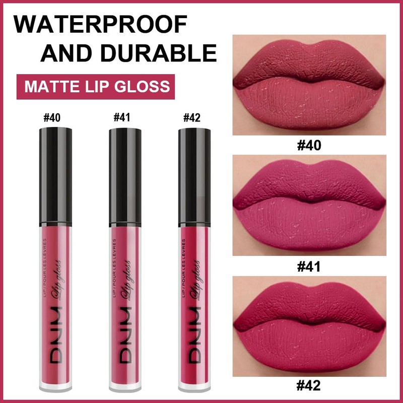 evpct 3Pcs Mauve red Berry pink Rose red Matte Liquid