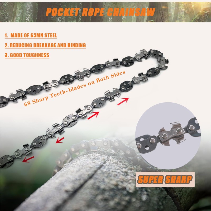 53 Inch Hand Rope Chain Saw, High Tree Limb Chain