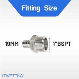 LTWFITTING Stainless Steel 316 Barbed Connector Male BSPT x Hose Barb Fuel Gas Water